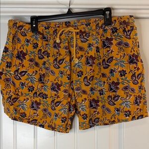 Vibrant Floral Men's Shorts - Mustard and Burgundy
